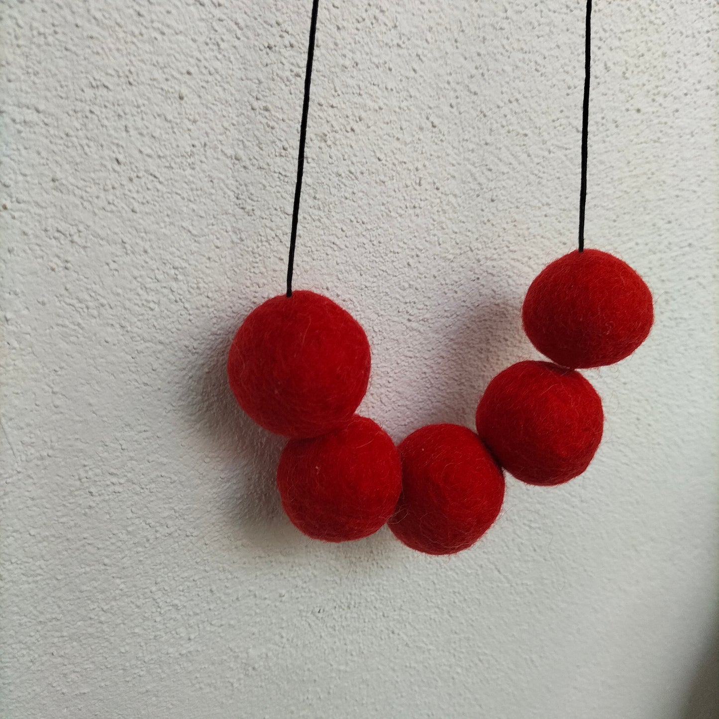 Handmade Red felted wool necklace