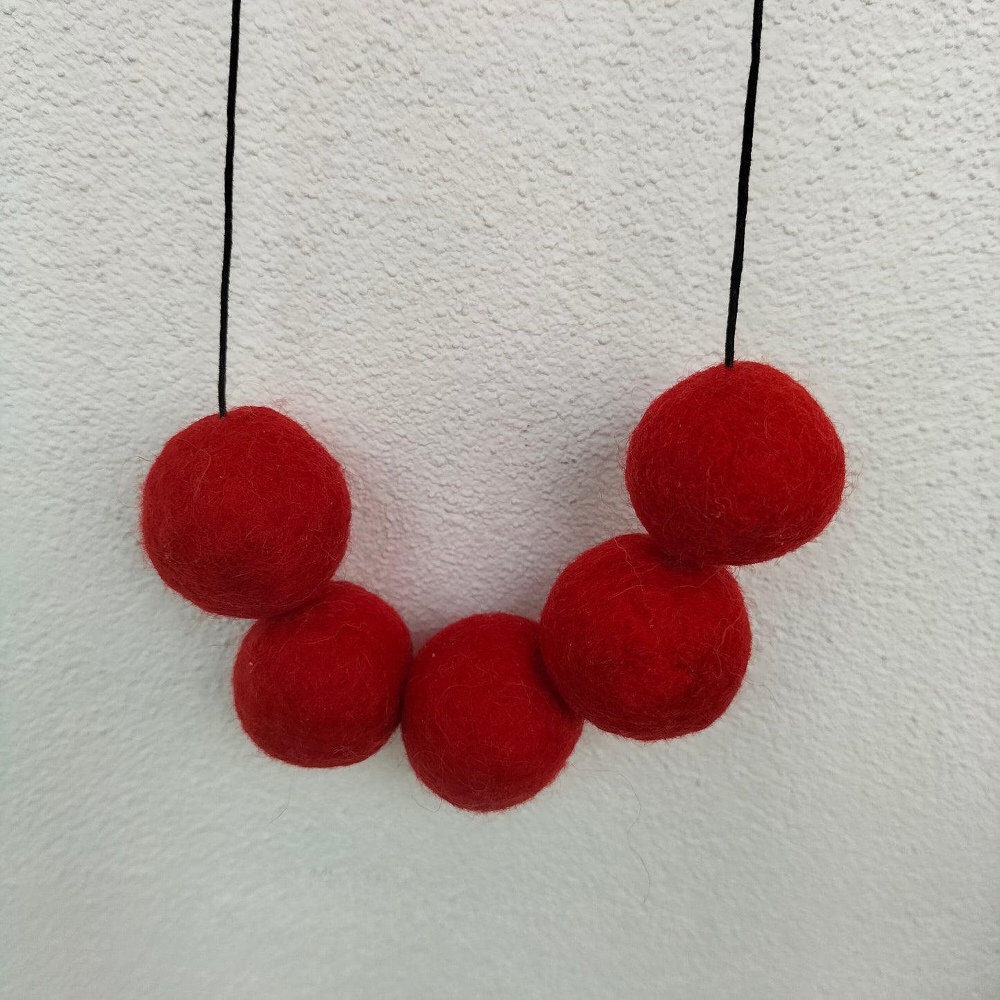 Handmade Red felted wool necklace