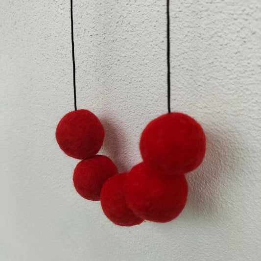 Handmade Red felted wool necklace