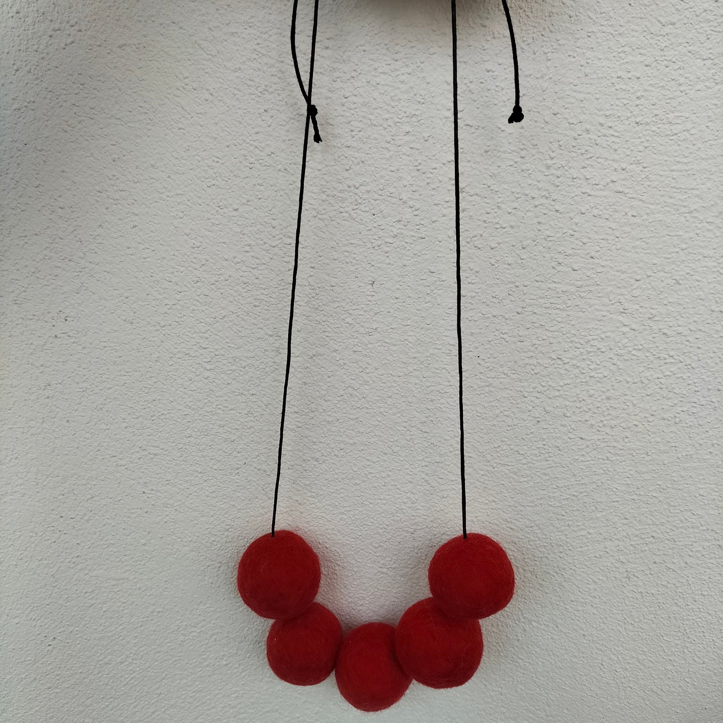 Handmade Red felted wool necklace