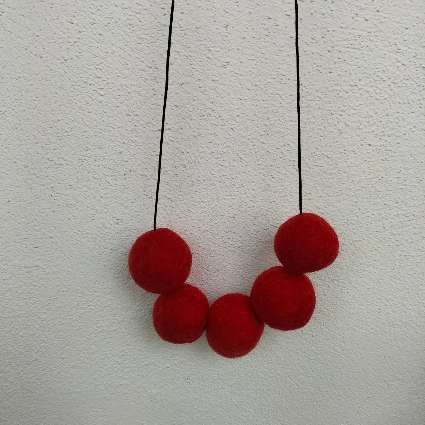 Handmade Red felted wool necklace